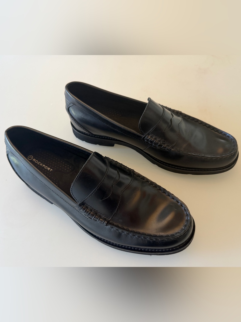 Rockport Men's Black Leather Penny Loafers 10.5
